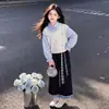 Calça Casual Larga para Crianças Maiores, Conjunto Versátil de Duas Peças Estilo Coreano com Moletom de Manga Longa para Primavera e Outono