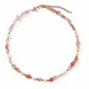 Design original melancia cristal pérola de água doce natural estilo fresco e natural colar e pulseira atacado contas de cristal