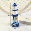 Faro Azul y Blanco Transfronterizo Faro Oceánico Torre de Observación Decoración para el Hogar Estilo Mediterráneo Adornos de Madera Hechos a Mano