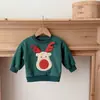 Sudadera Camiseta Bordada de Ciervo para Otoño/Invierno y Navidad 26 para Hombres, Mujeres y Niños, Estilo Ins, Top Grueso de Manga Larga, Suéter de Cuello Redondo