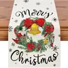 Navidad Santa Claus Americano Muñeco de Nieve Camino de Mesa Mantel de Lino Estampado Camino de Mesa Decoración Navideña Tela para Camino de Mesa Bandera de Mesa de Café