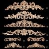 Aplique de madera maciza tallada europea, para esquina, puerta de flores, fondo de pared, puerta de armario con flores largas, decoración tallada en madera, flor horizontal