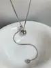 2025 Novo Estilo Coreano Pingente de Pérola Metal Deslizante Ajustável Colar Corrente de Suéter de Alta Qualidade Tendência Elegante Mulheres
