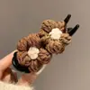 Grampo de Cabelo Tricô Cauda de Andorinha para Mulheres, Grampo de Cabelo Tricô Estilo Mori para a Parte de Trás da Cabeça, Grampo de Cabelo Meio Preso Flor de Café com Leite Preguiçoso para Outono e Inverno