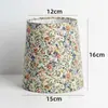 Pantalla de Lino Plisado Pastoral Floral Retro para Lámpara de Piso Colgante de Mesita de Noche de Dormitorio Hotel Accesorios