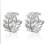 Brincos da Moda Novos Europeus e Americanos Brincos de Folha de Diamante Pequenos Frescos Simples Temperamento Brincos de Folha de Salgueiro Atacado