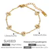 Pulseira de Aço Inoxidável Yuhui Transfronteiriça com Formato de Coração Vazado, Incrustada com Diamantes e Conchas, Banhada a Ouro Real, Pulseira Versátil de Aço Titânio Estilo Ins