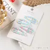 4 Pasadores para el Cabello Infantiles Montados en Tarjeta, Pasadores para Niñas, Pasadores Ondulados de Colores Impresos, Dulces Pasadores para Flequillo Lateral