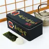Caixa de Lata Retangular para Algas de Sushi com Tampa Articulada, à Prova de Umidade, Grau Alimentício, com Bandeja Interna, Embalagem de Caixa de Presente