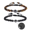 Pulsera Proyectora 100 Idiomas Europa y América Transfronteriza Te Amo Piedra Volcánica de 6 mm Turquesa Blanca Pulsera de Pareja