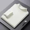 Camiseta Térmica de Forro Polar para Hombre, Cuello Medio Alto, Invierno Gruesa Cálida, Doble Cara de Forro Polar, Suave y Amigable con la Piel, Color Liso, Manga Larga, para Viajar