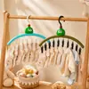 Cabide multi-porta-cartões com design de animal fofo de desenho animado, varal de varanda estilo feminino para roupas íntimas e meias, varal com clip para armazenamento doméstico