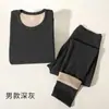 Ropa interior térmica de invierno para hombre, cuello redondo de alta gama, forro polar, engrosada, doble cara, ropa cálida, ropa de otoño para jóvenes, resistente al frío