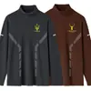 Envio RápidoCamiseta Masculina de Manga Longa com Gola Alta Meia e Tecido Térmico Dupla Face, Marca da Moda Camisa Base Masculina Outono
