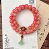 Pulsera Bodhi con doble anillo y sonido explosivo de miel y melocotón en polvo, ideal para estudiantes con cuentas de Bodhi, pulsera literaria para hombres y mujeres.