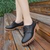 Zapatos de cuero negro para mujer verano 2022 nuevos tacón grueso tacón medio punta redonda zapatos de una sola capa estilo coreano versátil estilo británico zapatos de mujer para estudiantes