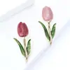 Broche Tulipa Artístico de Liga de Alumínio Esmaltada Estilo Coreano, Broche Acessório Pin Fresco Estilo Floresta para Cardigã de Xale Feminino