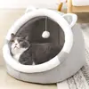 Casa Semicerrada para Gato y Perro, Cama de Invierno para Gato y Perro, Esterilla Desmontable y Lavable para Nido de Mascota, Nido Cálido para Gato
