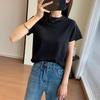 Contra-ataque de mercadorias avançadas! Confortável Niche All-match Round Neck Tencel Acetato Misturado Respirável Básico Camiseta de manga curta para mulheres