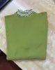 Novo Top Feminino Slimming de Renda Patchwork com Manga Longa Outono/Inverno, Branco, Tamanho Único, Base de Malha com Tachas de Pérola