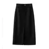 Falda recta versátil de estilo coreano retro, suave y casual, con abertura para mujer, nueva falda vaquera holgada de cintura alta para primavera-verano