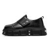 Sapatos com Sola Grossa para Aumentar a Altura para Homens, Sapatos Grandes de Couro Cobertos em Couro Estilo Metal Punk, Sapatos Masculinos Transfronteiriços Estilo Derby com Fivelas, Novos para o Inverno