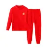 Conjunto de Ropa Interior Térmica Roja Suave y Cómoda para Niños del Año del Caballo, Ropa de Otoño y Pantalones de Algodón Puro para Niños Mayores