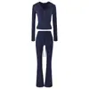 Conjunto de Duas Peças Feminino: Moletom com Capuz e Zíper Ajustado ao Corpo Calça Longa de Cintura Alta com Caimento Roupas Esportivas Casuais Emagrecedoras