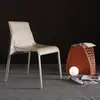 Cadeira de Escritório Minimalista com Encosto em Couro Rígido, Modelo para Sala de Design, Cadeira Simples de Couro Saddle para Sala de Jantar de Hotel, Estilo Nórdico