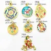 Cor de ouro 18K retenção de cor óleo de gotejamento queima azul ano após ano pingente de dupla face pingente esmaltado materiais de acessórios de joias DIY