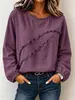 2026 Roupas femininas europeias e americanas site independente Amazon franja emenda gola redonda manga longa solto casual moda top