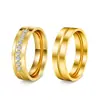 Anillos Lisos de Acero Inoxidable Incrustados con Diamantes para Hombres y Mujeres, Anillos de Pareja, Set de Joyería de Lujo Ligero, Anillo con 7 Engastes de Diamante