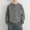 Nueva ropa de otoño e invierno para hombre: Estilo Old Money Nuevo Aristocrático, cuello Henry, tejido casual de moda, camiseta básica de marca juvenil de moda, talla grande