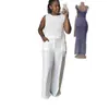 Ropa Femenina Transfronteriza Europea y Americana Verano 2026 Nuevo Estilo Elegante Top sin Mangas con Cuello Redondo y Cordón Pantalones Largos de Cintura Alta Conjunto Casual