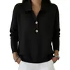 Nuevo Suéter para Mujer Otoño/Invierno 2026 Transfronterizo Europeo y Americano Tejido de Punto Cuello Solapa Media Botonadura Holgado Casual Prendas de Punto