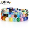Pulsera de Ojo de Gato Multicolor 21/19/17cm Multitamaño Opcional 4/6/8/10mm Hecha a Mano con Cuentas Joyería para Parejas