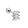 Brinco de osso de ouvido em aço inoxidável banhado a ouro 18K com zircônia, simples e único, joia de piercing requintada e compacta micro-incrustada