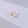 Pendientes de burbuja de diseño ins de nicho estilo coreano, pendientes geométricos minimalistas redondos con textura de circón de plata de ley S925 para mujer