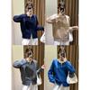 Mesmo Estilo da Loja das Celebridades! Estilo Retro Coreano! Cardigan de Tricô com Zíper Duplo, Aparência Solta e Emagrecedora, Jaqueta de Outono para Mulheres