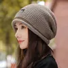 Chapéu Feminino 2025 Novo Estilo Chapéu Slouchy Quente para Senhoras Grande Circunferência da Cabeça À Prova de Frio Chapéu de Lã Outono e Inverno Chapéu de Tricô
