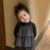 Nuevo atuendo de otoño para niñas: Top vintage de cuadros de manga larga con tirantes y pantalones jogger casuales para bebés niñas