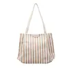 Bolsa de Tote Rayada Fresca y Artística Estilo Coreano para Mujer, Versátil Casual de Gran Capacidad para Verano 2025, de Hombro o Axila