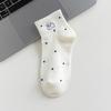 Primavera y Verano Nuevos Calcetines Blancos para Mujer Lunares Finos Transpirables Lindos Estilo Japonés Bordado Cachorro de Dibujos Animados Calcetines Cortos de Algodón de Corte Bajo