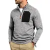 Cross-border men's clothing, US size, autumn and winter cationic fleece-lined sweatshirt, Amazon half-zip stand-up collar sweatshirt with patch pockets for men