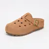 Zuecos de Suela Gruesa de 5 cm Estilo Birkenstock para Mujer, Nuevos de Verano 2026 Versátiles para Exteriores que Aumentan la Altura, Sandalias de Media Punta Cerradas