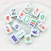 Pingente mini mahjong de resina acessório DIY, amuleto da sorte simulado vermelho "Meio Vermelho", material para brincos e colares