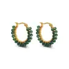 Aretes de Acero Inoxidable con Forma de C y Flor de Cristal, Aretes con Perlas, Aretes para Mujer Europeos y Americanos, Venta al por Mayor Transfronteriza