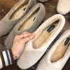Sapatos Confortáveis e Quentes 2025 Inverno Novo Coreano Dongdaemun Pelo de Vison Laço Forro de Lã Salto Baixo Solado Macio