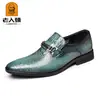 Nova Coleção Primavera e Outono 2026 Sapatos Formais de Couro Masculinos Sapatos de Couro Brilhantes da Moda Sapatos de Couro com Padrão de Crocodilo Masculinos