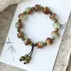 Pulseira de Bodhi com Cabeça de Gato Fofa Natural para Estudantes Brincarem com as Pontas dos Dedos e Enrolarem nos Dedos, Pulseira de Sândalo Verde Macia para Mulheres Brincarem